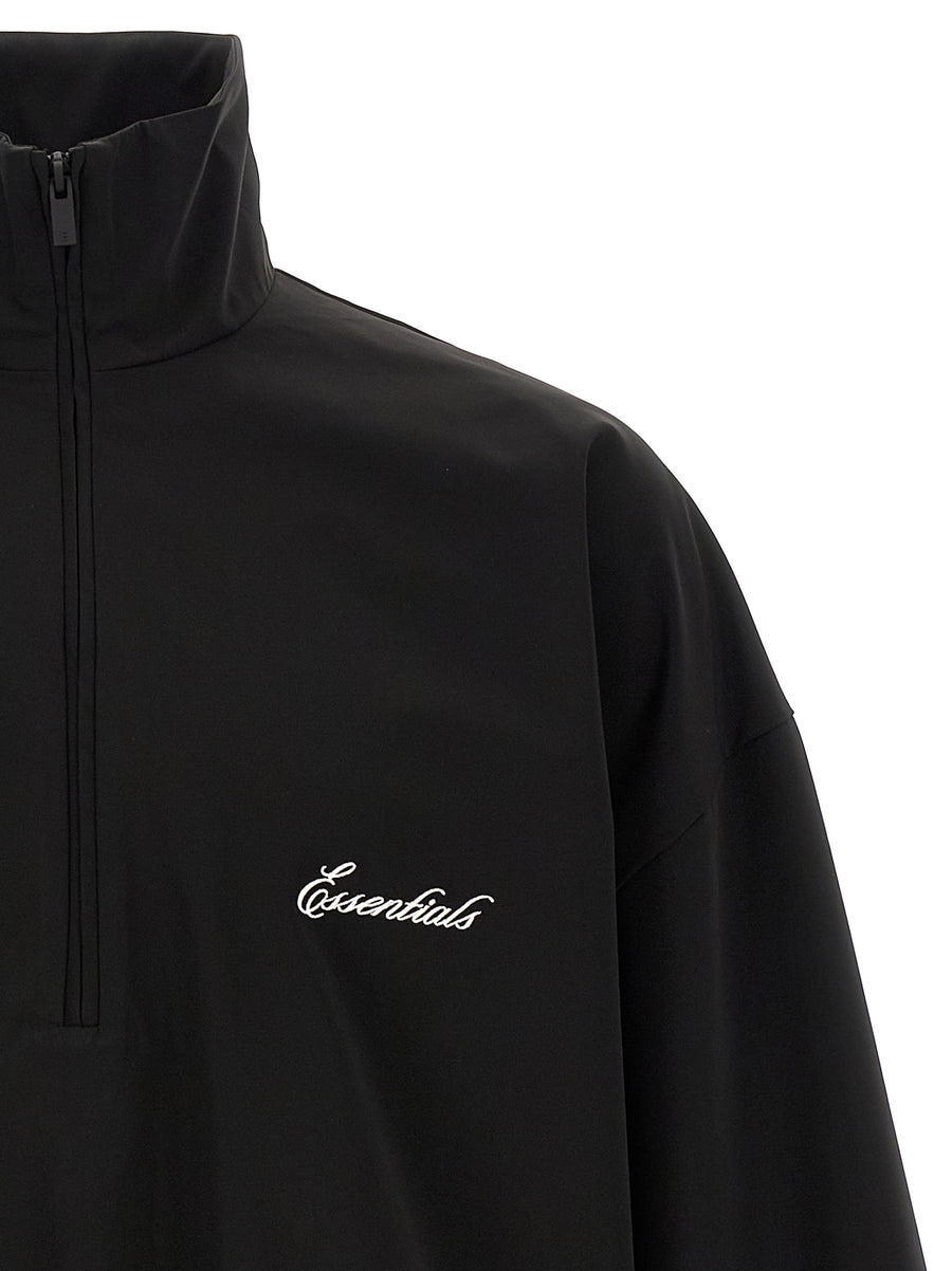 Fear Of God Essential Sporty Nylon Sweatshirt For Men High Neck Half Zip With Logo Embroidery