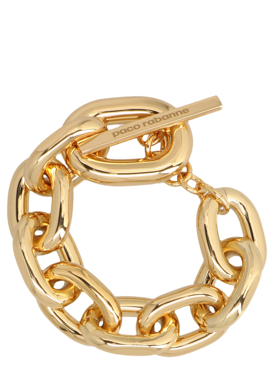 Paco Rabanne XL Link Bracelet For Women Bold Gold Tone Brass Statement Accessory With Logo Hook