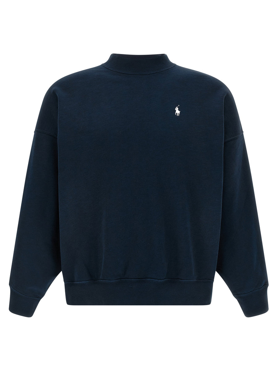 Polo Ralph Lauren Womens Print Sweatshirt Blue Fleece Cotton Logo Pony Embroidery Cozy Sporty Topwear