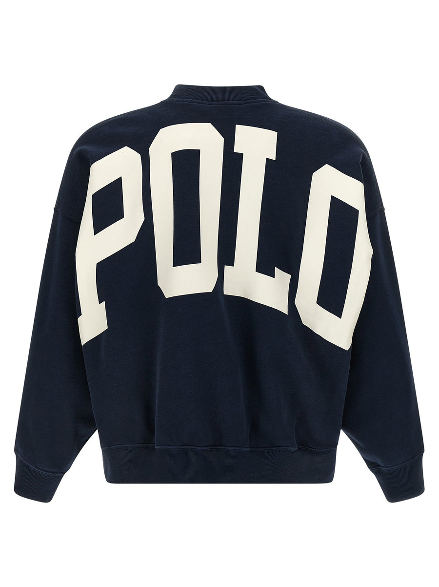 Polo Ralph Lauren Womens Print Sweatshirt Blue Fleece Cotton Logo Pony Embroidery Cozy Sporty Topwear