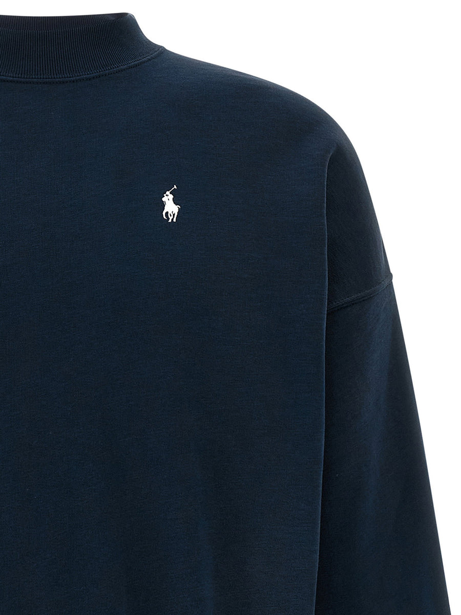 Polo Ralph Lauren Womens Print Sweatshirt Blue Fleece Cotton Logo Pony Embroidery Cozy Sporty Topwear