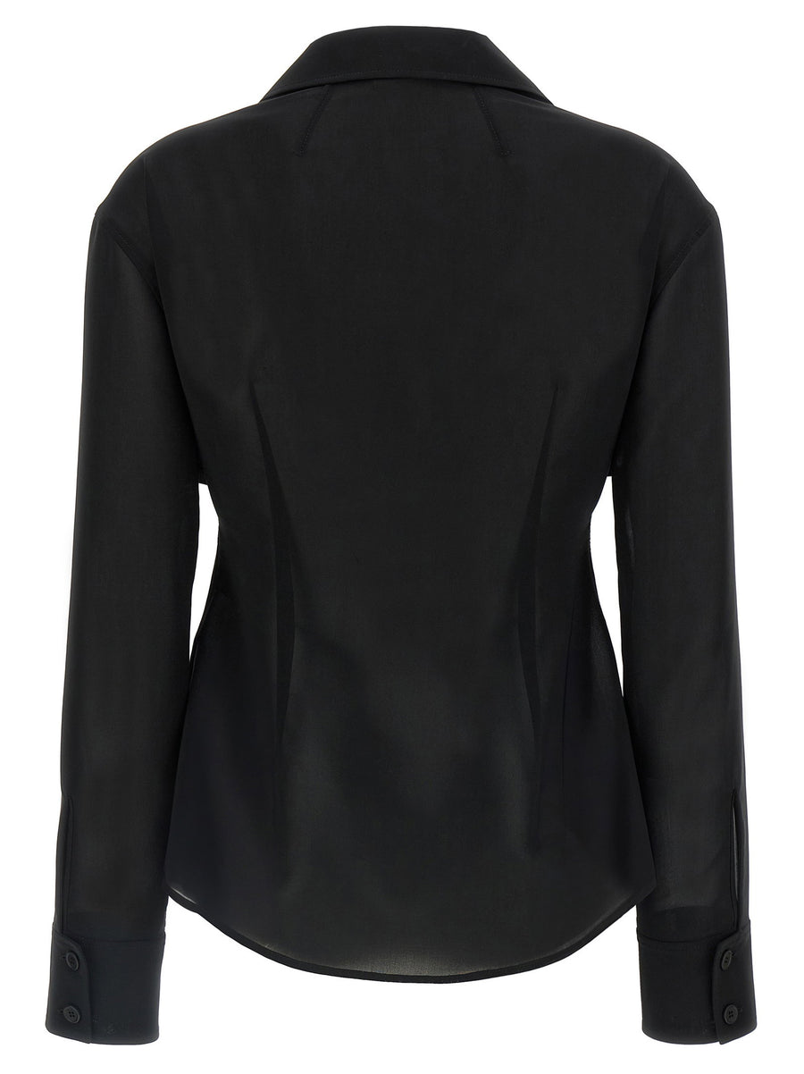 Courreges Pocket Shirt For Women Semi-Transparent Cotton-Blend With Front Pockets