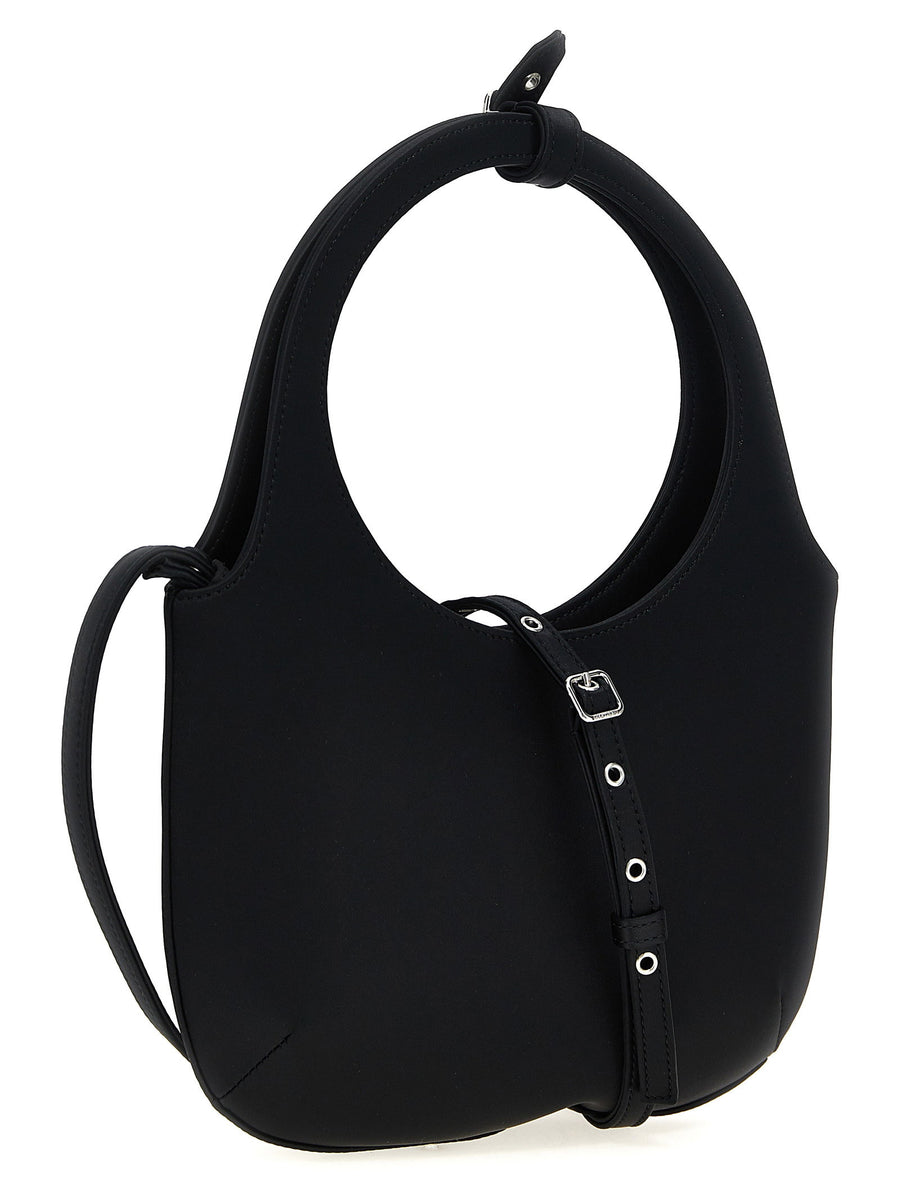 Courreges Holy Handbag Satin Black For Women With Magnetic Closure And Removable Strap Versatile Day To Night
