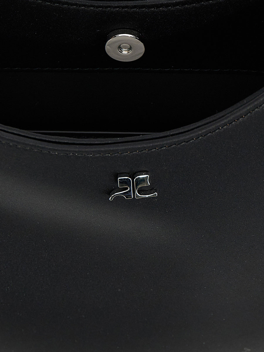 Courreges Holy Handbag Satin Black For Women With Magnetic Closure And Removable Strap Versatile Day To Night