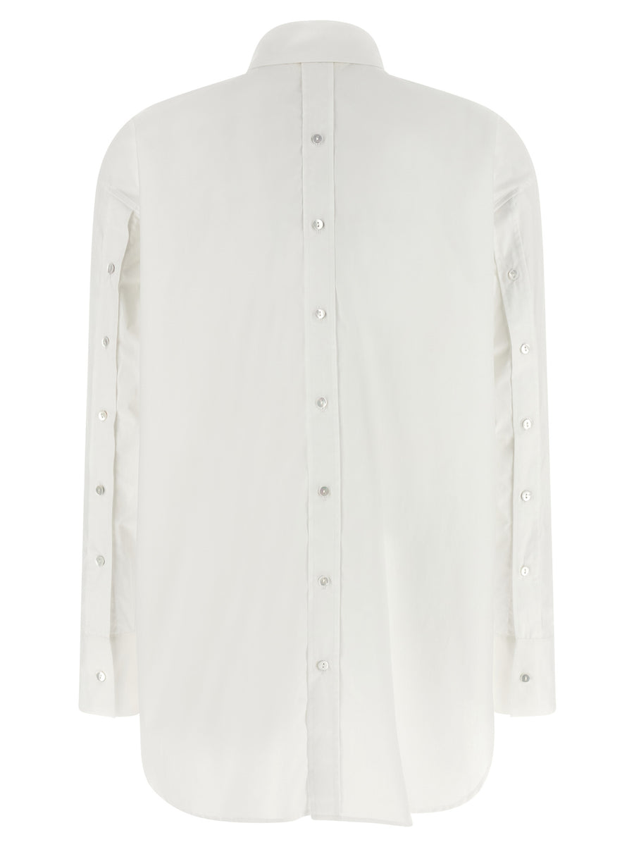 Xacus Scarlet Shirt Women White Cotton Poplin Pearl Buttons