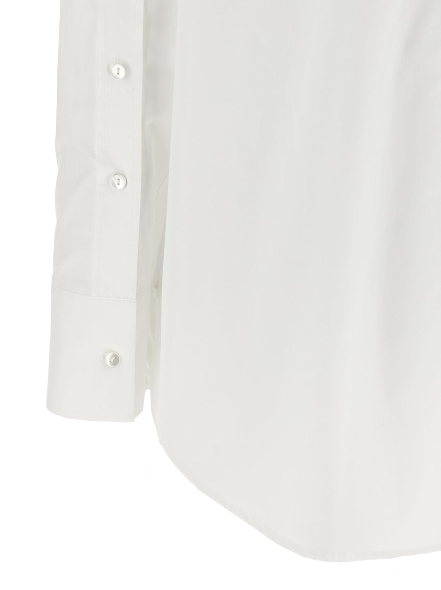Xacus Scarlet Shirt Women White Cotton Poplin Pearl Buttons