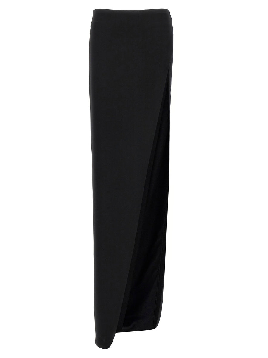 Ann Demeulemeester Janita Leather Maxi Skirt For Women With Bold Asymmetrical Front Split