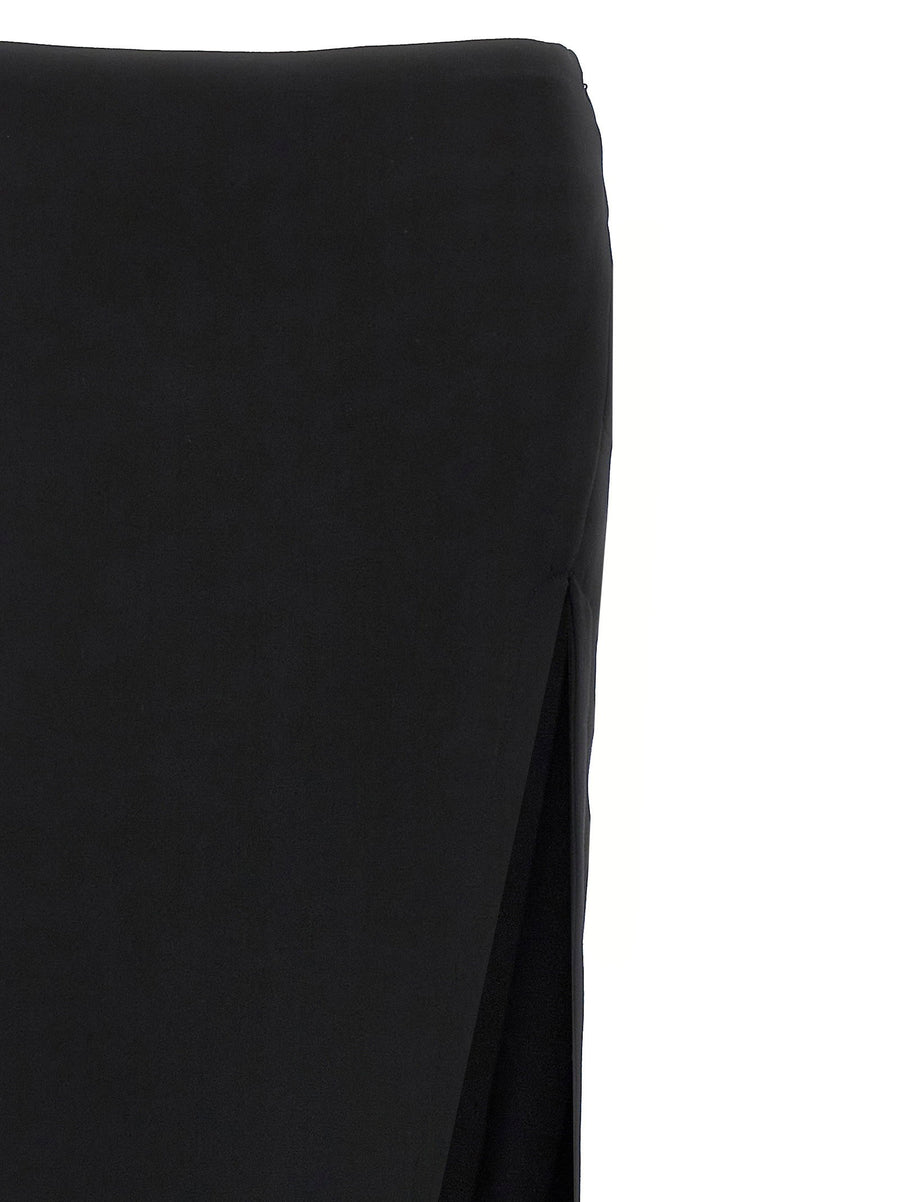 Ann Demeulemeester Janita Leather Maxi Skirt For Women With Bold Asymmetrical Front Split