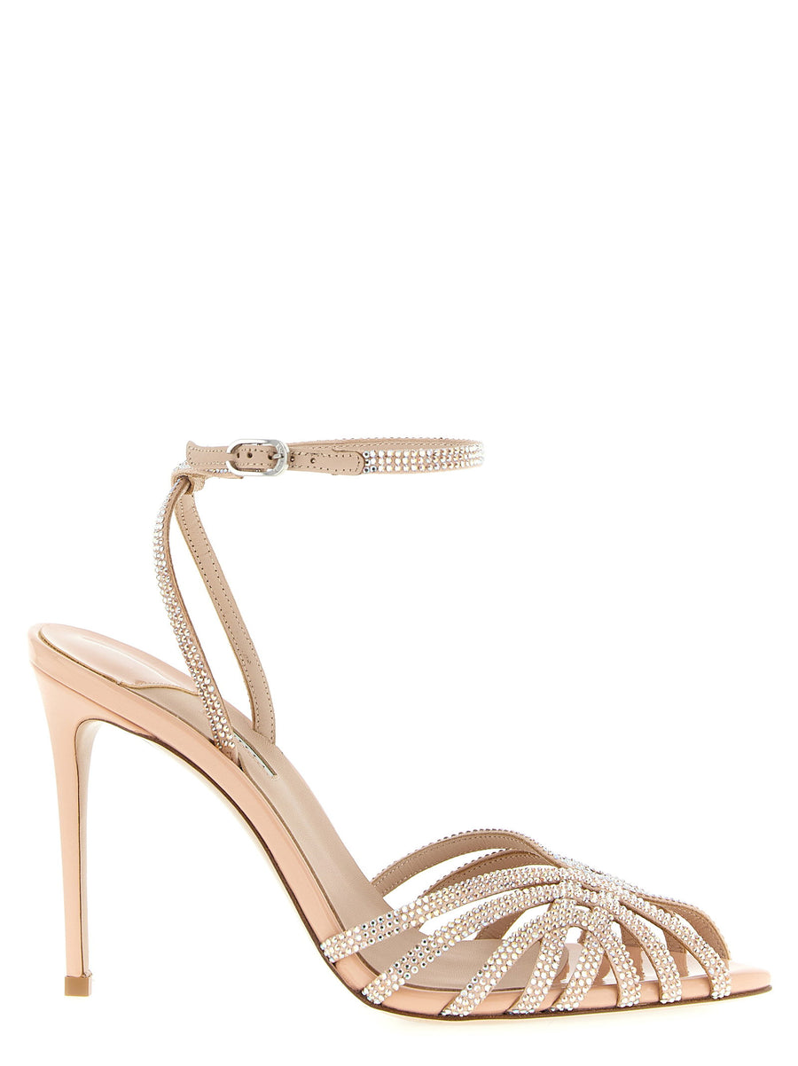 Le Silla Embrace Divina Sandals Pink Patent Rhinestones For Women Glamorous Evening