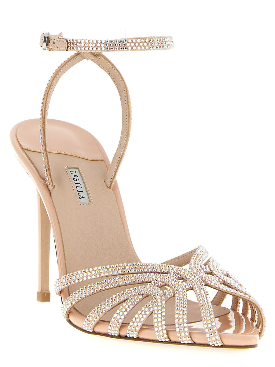 Le Silla Embrace Divina Sandals Pink Patent Rhinestones For Women Glamorous Evening