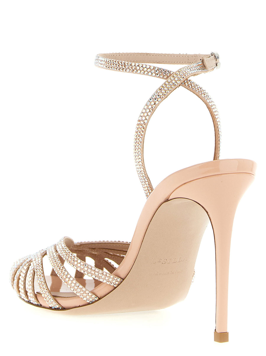 Le Silla Embrace Divina Sandals Pink Patent Rhinestones For Women Glamorous Evening
