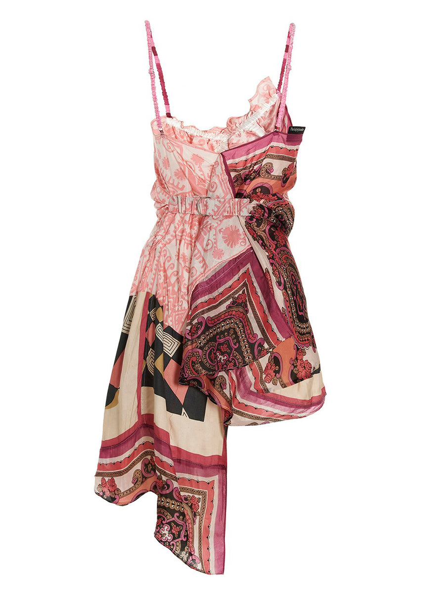1 Off Slip Dress Scarf Multicolor Print With Thin Straps Vintage Style For Women Chic