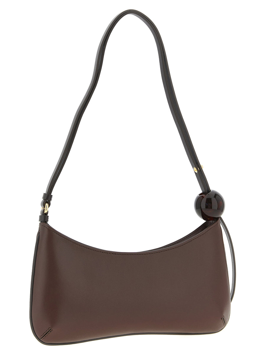Jacquemus Le Bisou Perle Brown Leather Shoulder Bag With Maxi Resin Beads