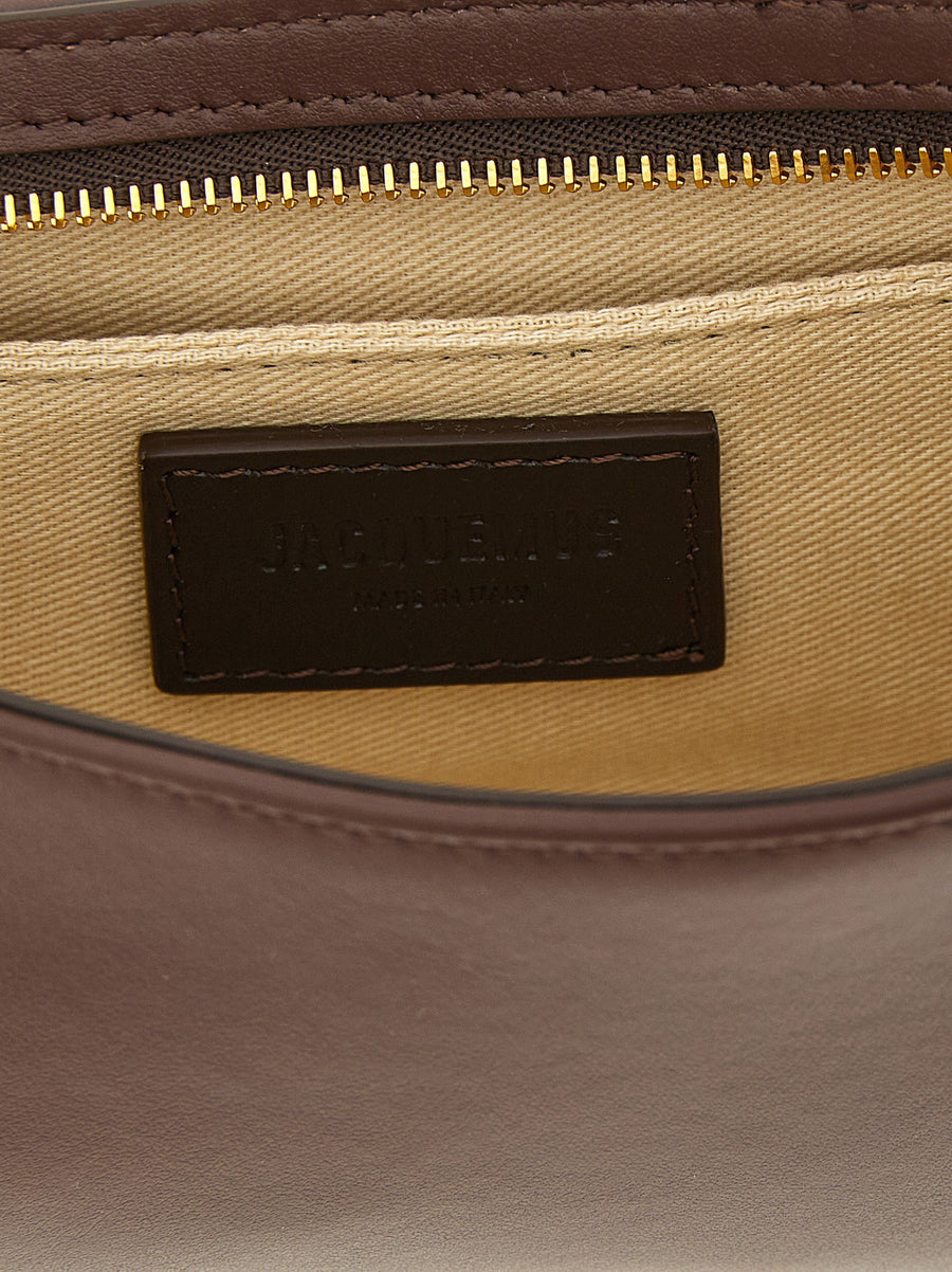 Jacquemus Le Bisou Perle Brown Leather Shoulder Bag With Maxi Resin Beads