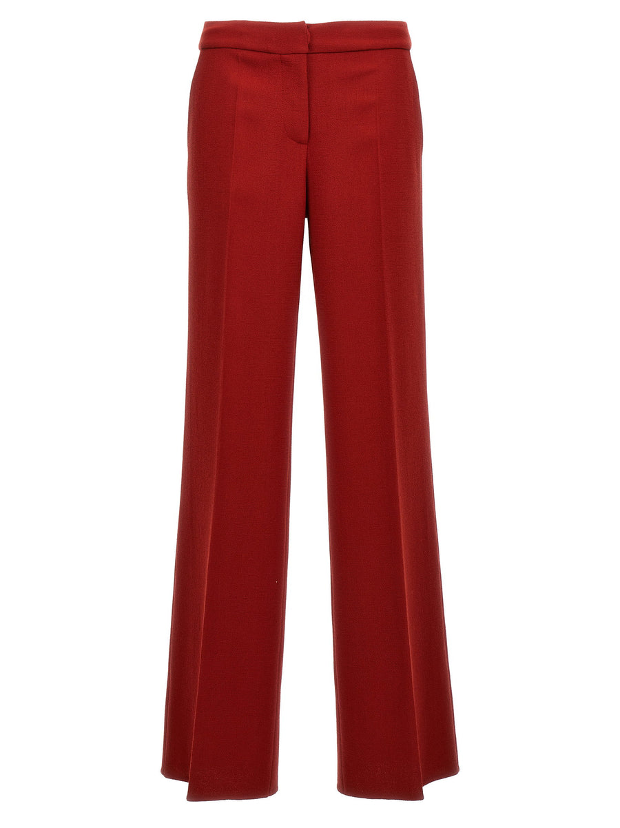 Gianluca Capannolo Valerie Red Wool Trousers For Women With Wide Leg Tailored Fit And Central Pleat