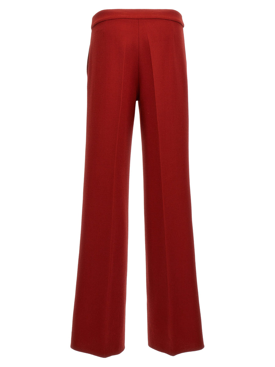 Gianluca Capannolo Valerie Red Wool Trousers For Women With Wide Leg Tailored Fit And Central Pleat