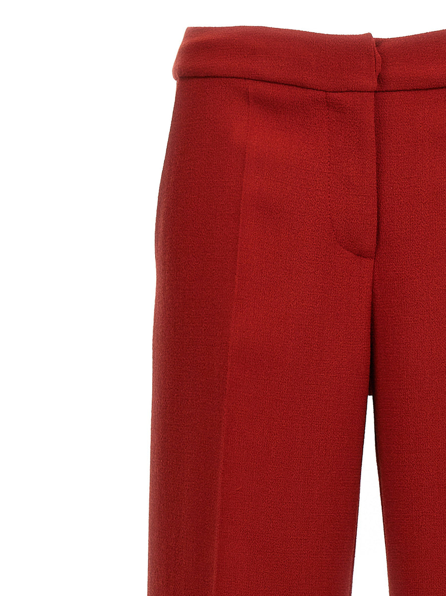 Gianluca Capannolo Valerie Red Wool Trousers For Women With Wide Leg Tailored Fit And Central Pleat