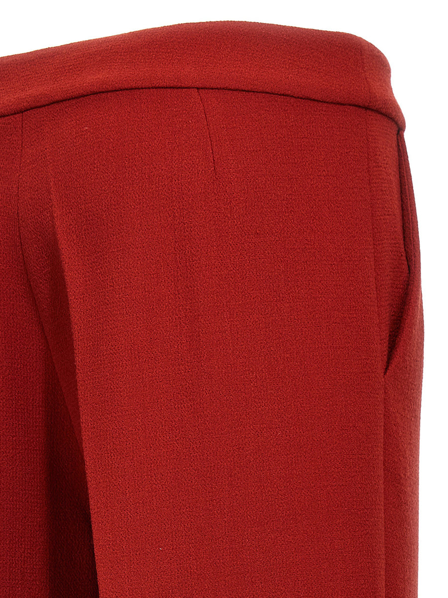 Gianluca Capannolo Valerie Red Wool Trousers For Women With Wide Leg Tailored Fit And Central Pleat