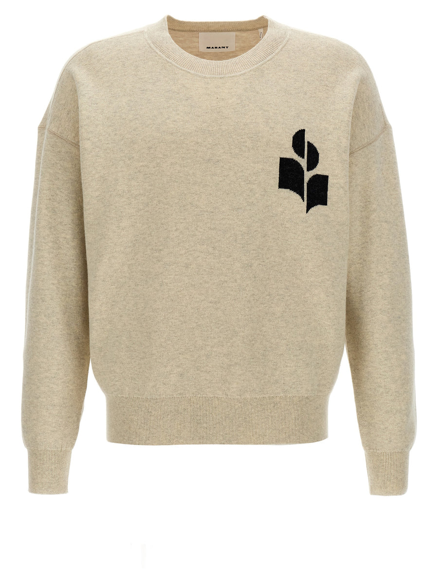 Marant Atley Sweater Mens Layerable Gray Cotton Blend Knit With Subtle Front Logo