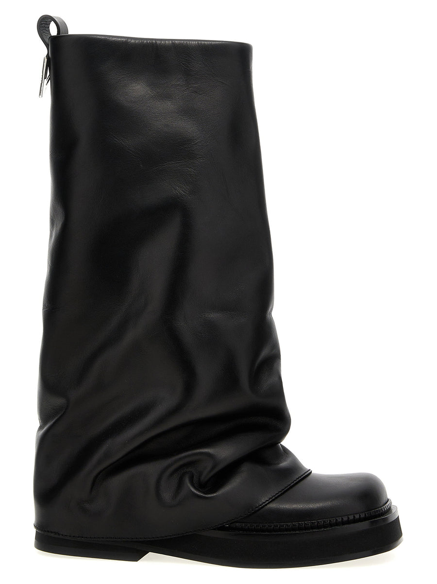 The Attico Robin Combat Boots For Women Lux Calfskin Leather Rubber Sole Statement
