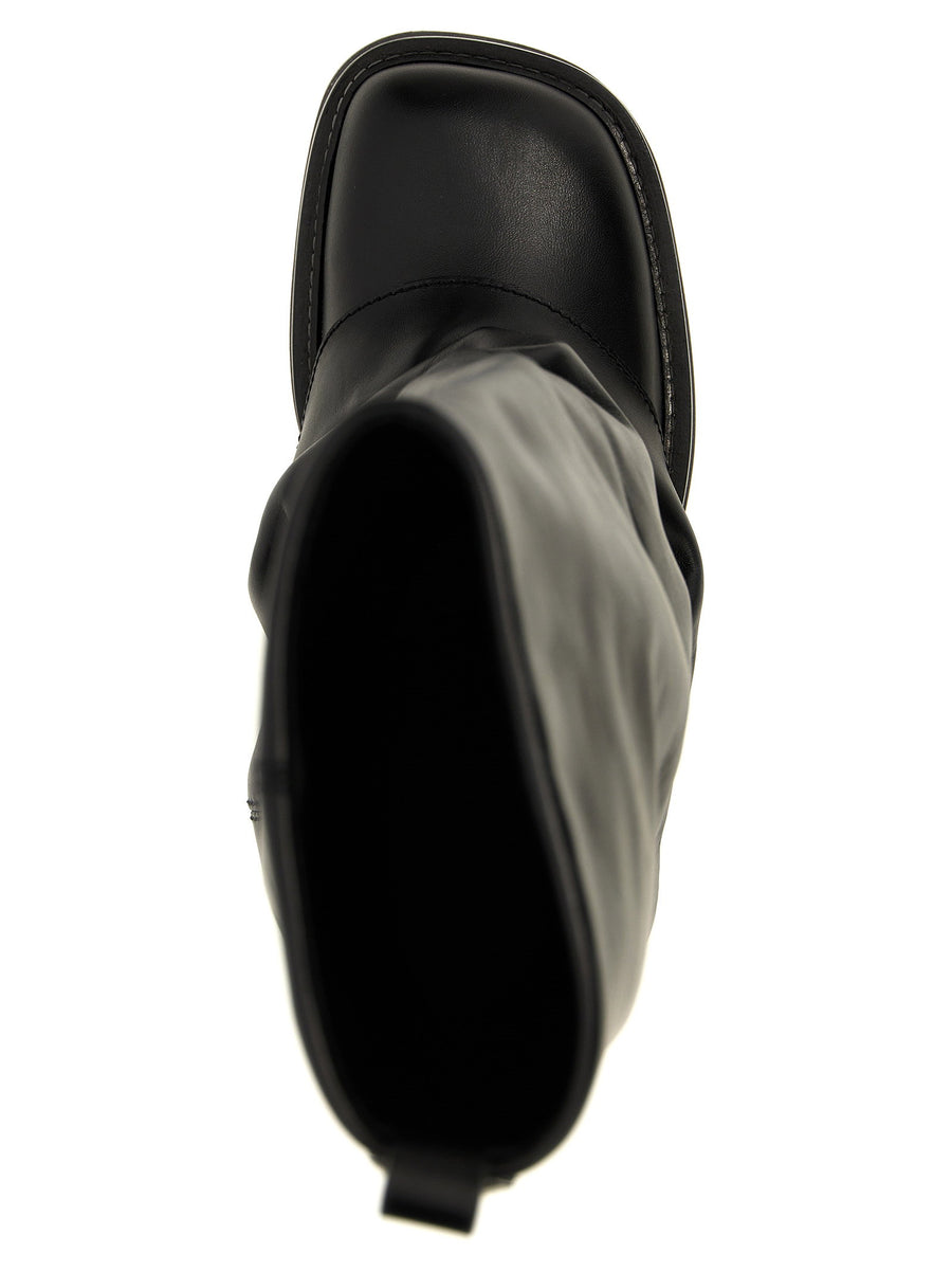 The Attico Robin Combat Boots For Women Lux Calfskin Leather Rubber Sole Statement
