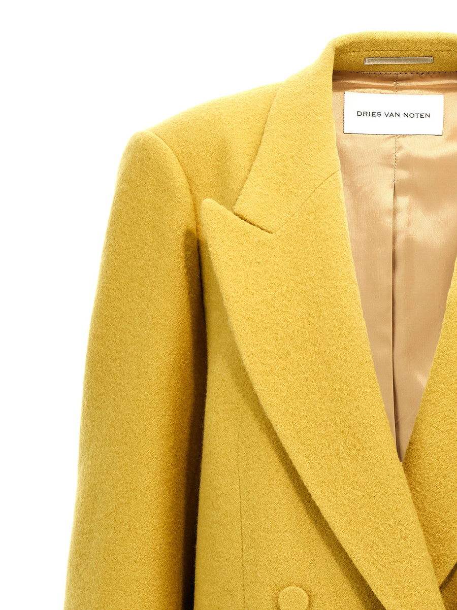 Dries Van Noten Blink Blazer Bold Yellow Wool Double Breasted For Women Day To Night Versatile