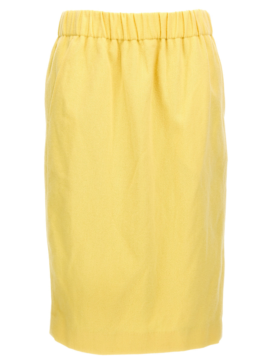 Dries Van Noten Safya Skirt Yellow Wool Blend With Luxurious Elastic Waistband And Pockets For Women