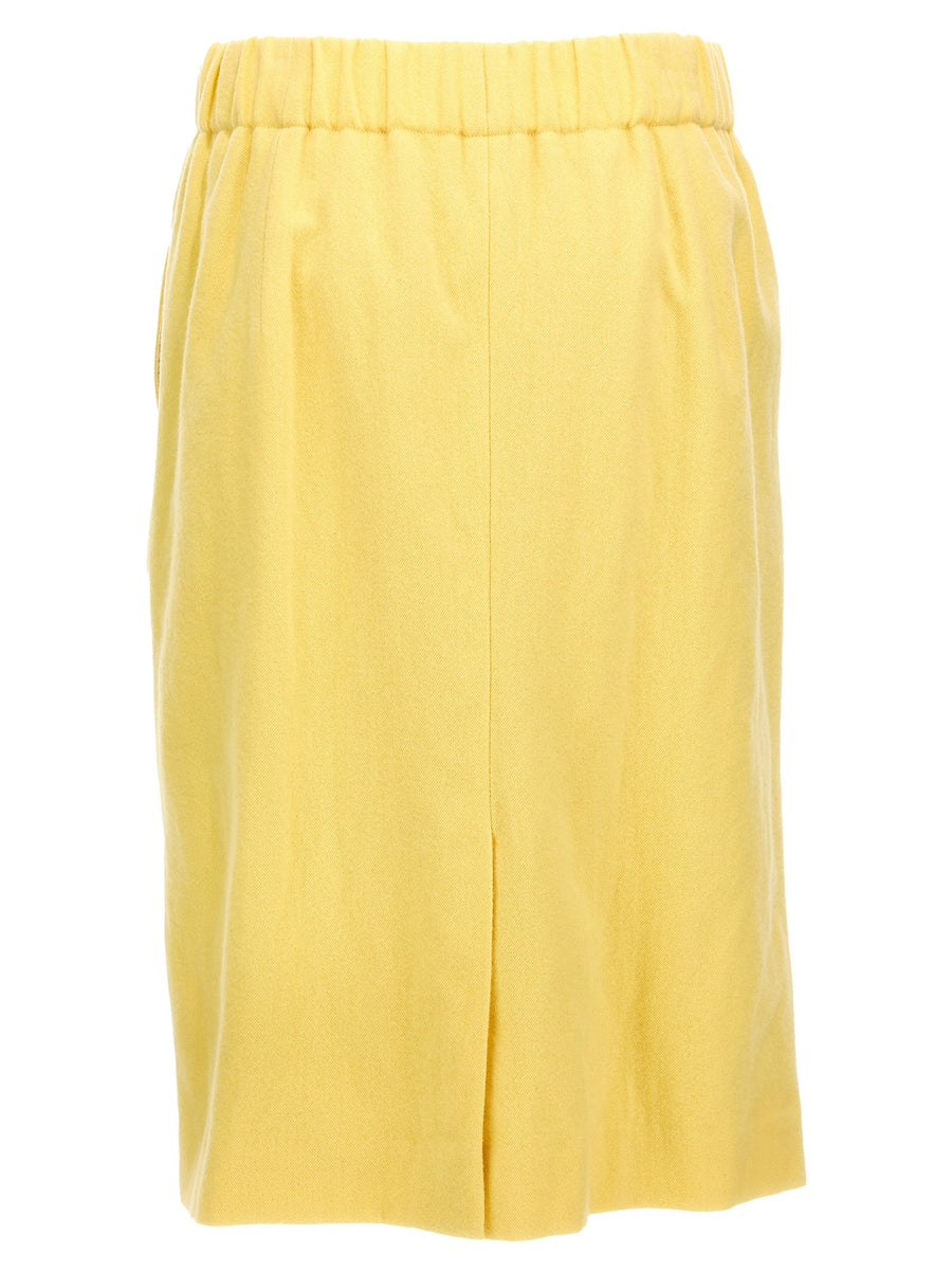 Dries Van Noten Safya Skirt Yellow Wool Blend With Luxurious Elastic Waistband And Pockets For Women