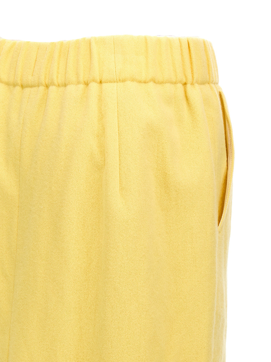Dries Van Noten Safya Skirt Yellow Wool Blend With Luxurious Elastic Waistband And Pockets For Women