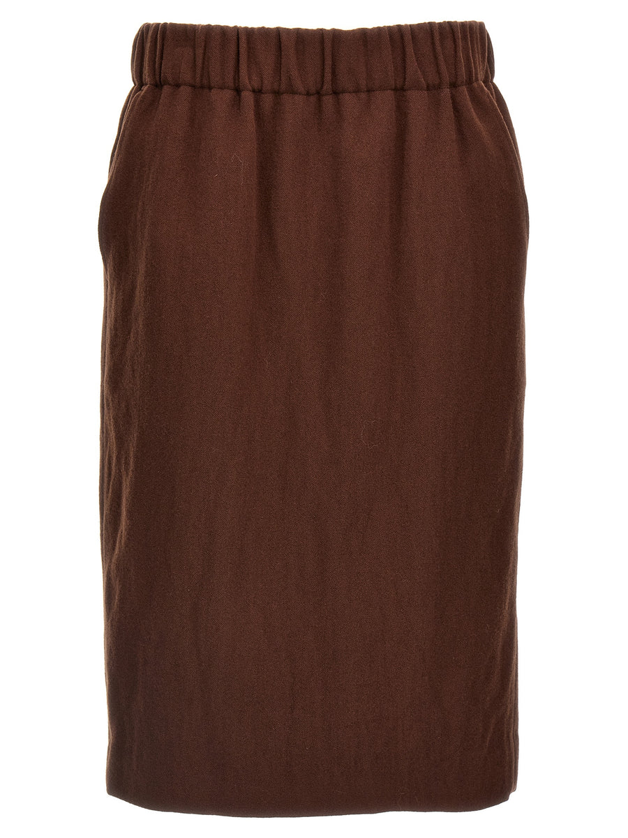 Dries Van Noten Safya Wool Skirt With Elastic Waistband Pockets Back Split For Women Day To Night