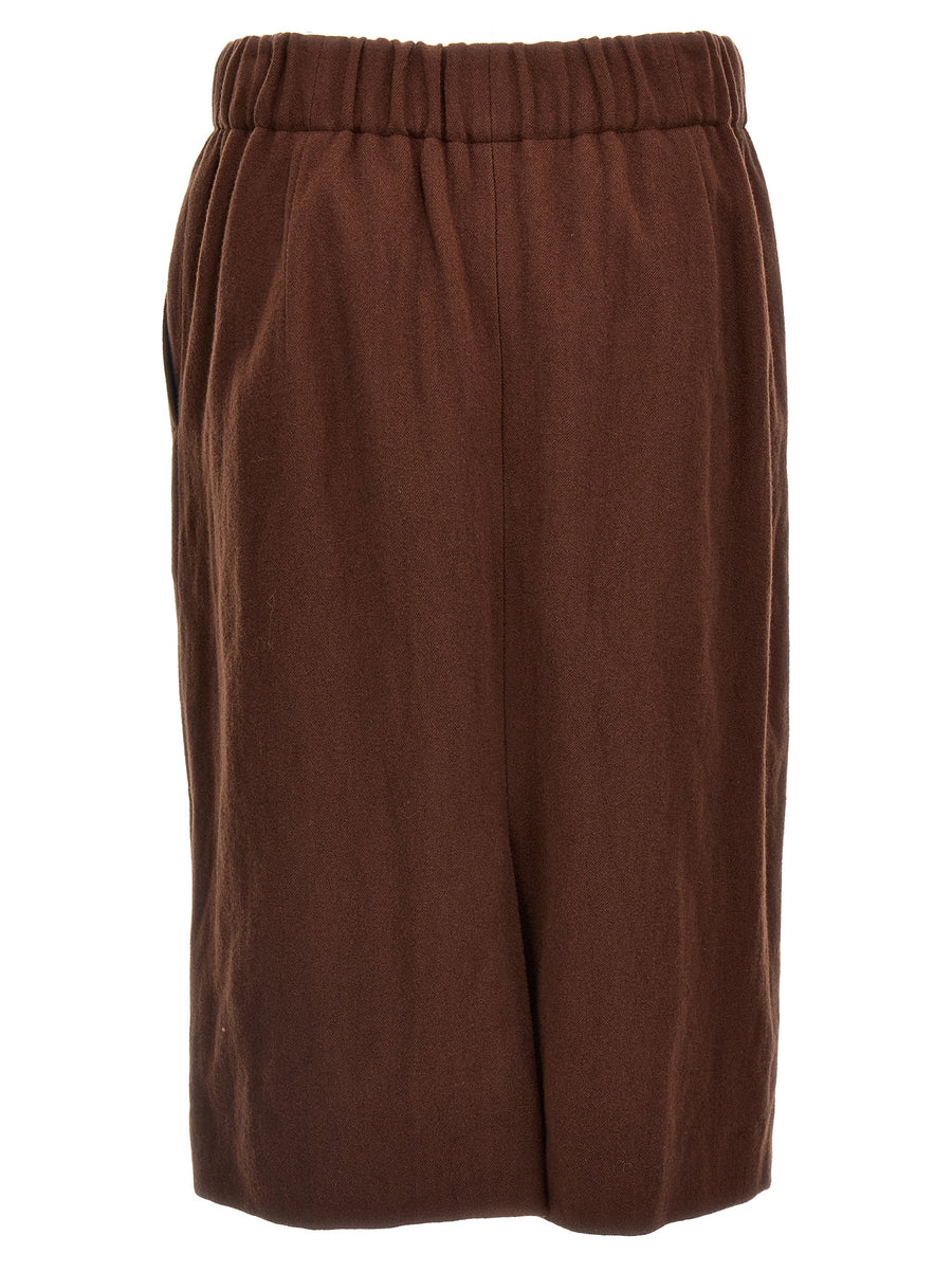 Dries Van Noten Safya Wool Skirt With Elastic Waistband Pockets Back Split For Women Day To Night