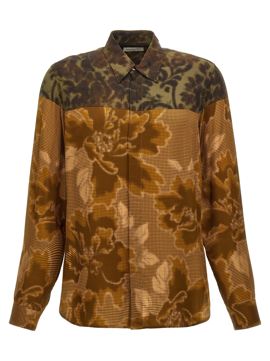 Dries Van Noten Carvies 9080 Shirt Allover Multicolor Print For Men Premium Viscose Drape