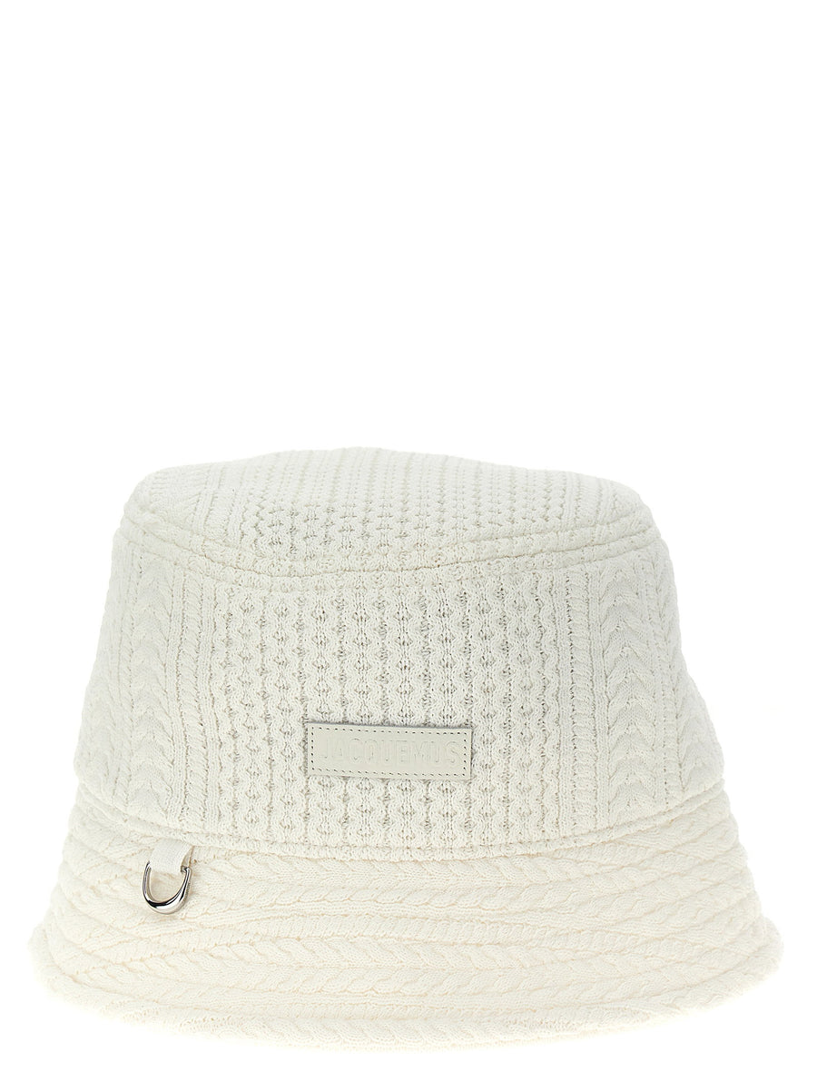 Jacquemus Le Bob Belo Bucket Hat White Braided Silhouette For Women Luxury Sun Accessory