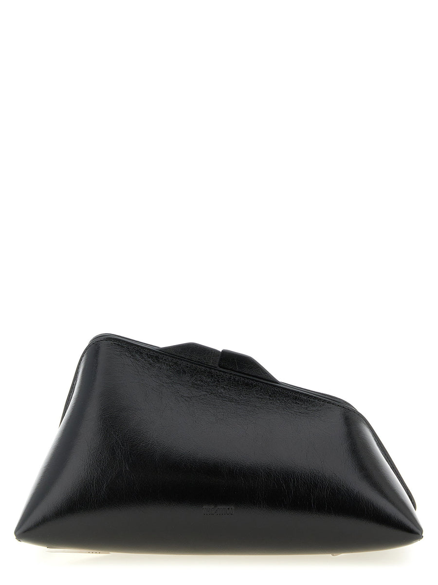 The Attico 830 PM Oversize Clutch Black Calfskin Magnetic Closure Statement Evening Bag For Women