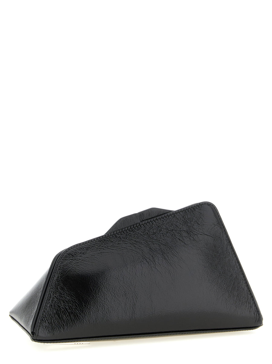The Attico 830 PM Oversize Clutch Black Calfskin Magnetic Closure Statement Evening Bag For Women