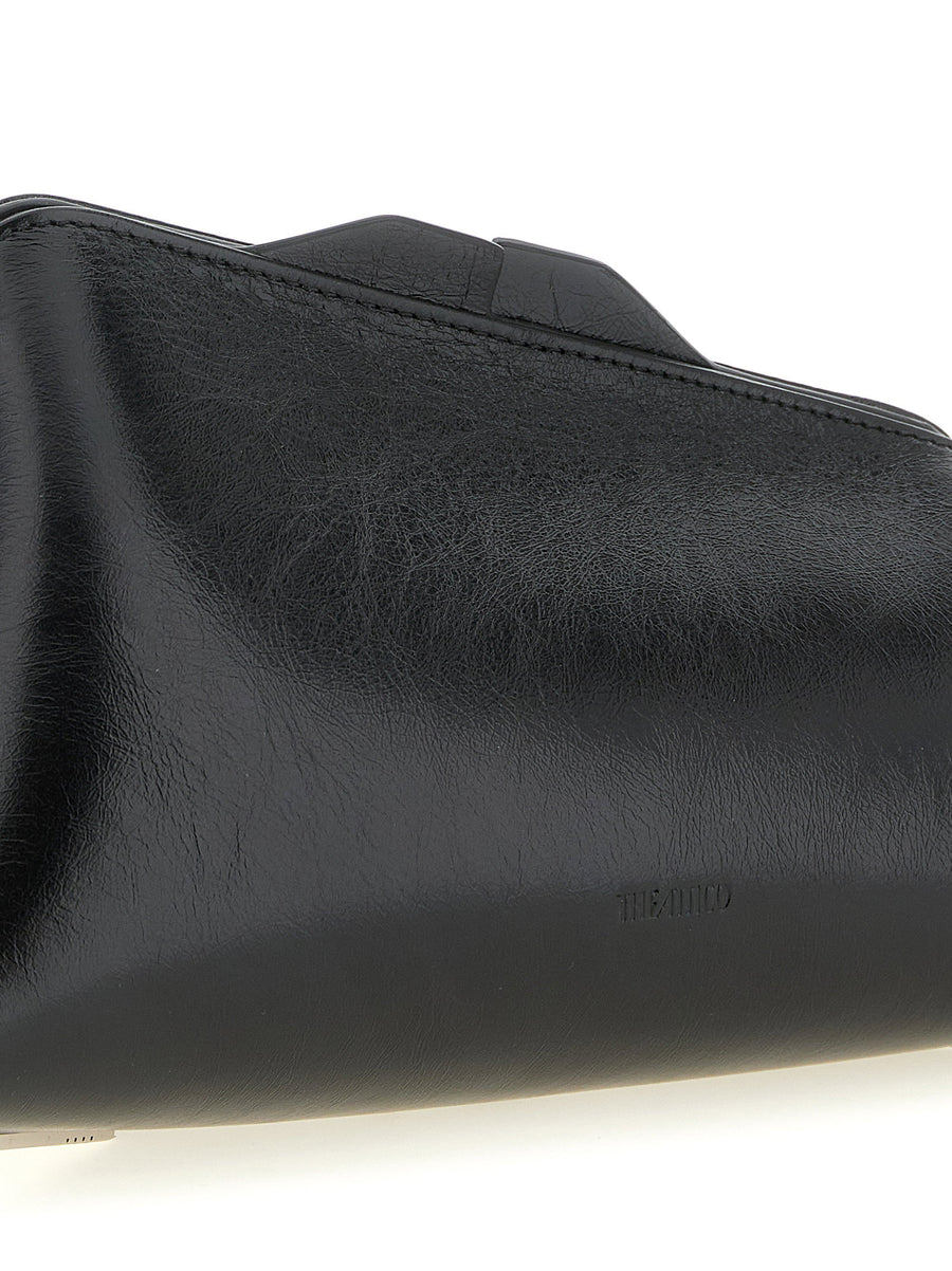 The Attico 830 PM Oversize Clutch Black Calfskin Magnetic Closure Statement Evening Bag For Women