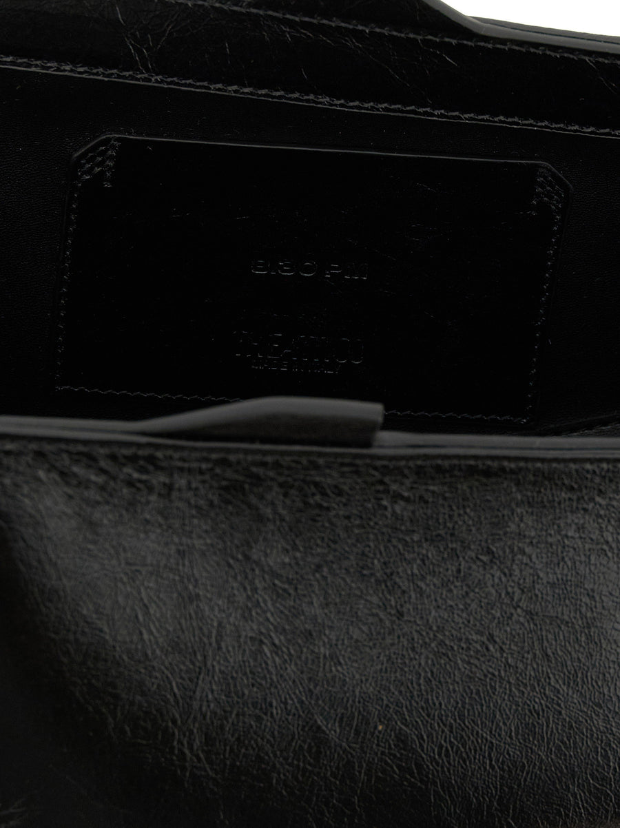 The Attico 830 PM Oversize Clutch Black Calfskin Magnetic Closure Statement Evening Bag For Women