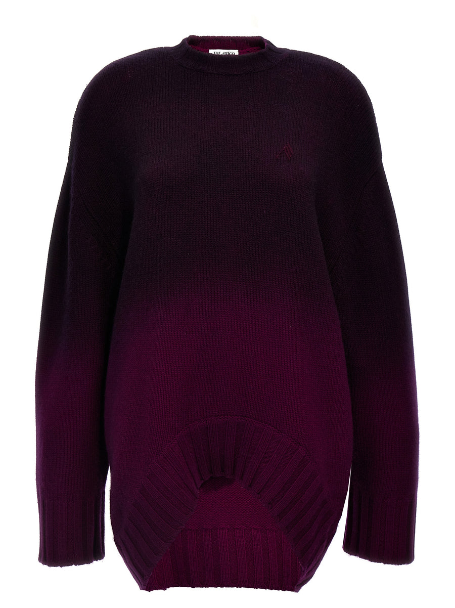 The Attico Oversized Knit Dress For Women Luxurious Wool Cashmere Blend Front Logo Embroidery Purple