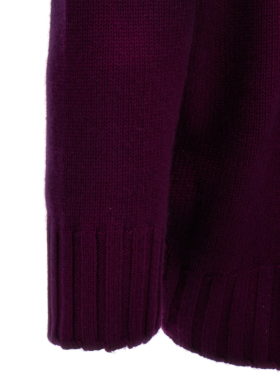 The Attico Oversized Knit Dress For Women Luxurious Wool Cashmere Blend Front Logo Embroidery Purple