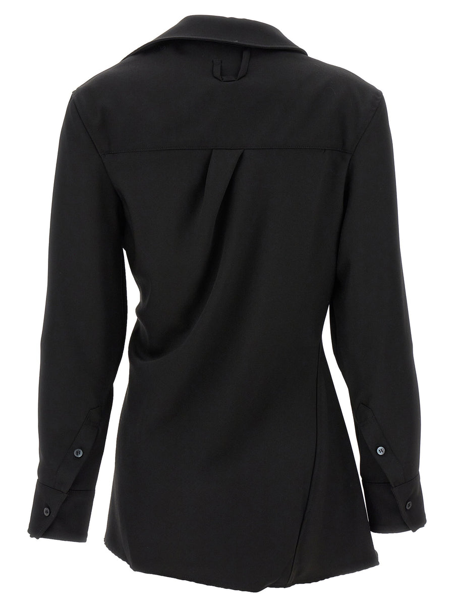 Jacquemus La Chemise Pablo Shirt For Women Black Virgin Wool With Asymmetric Button Closure