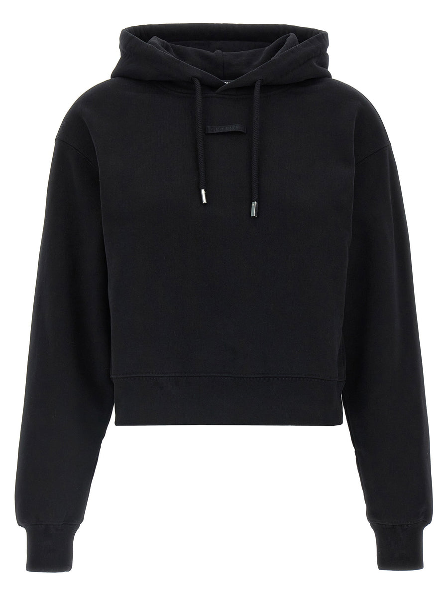 Jacquemus Le Hoodie Grosgrain Cropped Cotton Hoodie For Women Luxe Casual Streetwear
