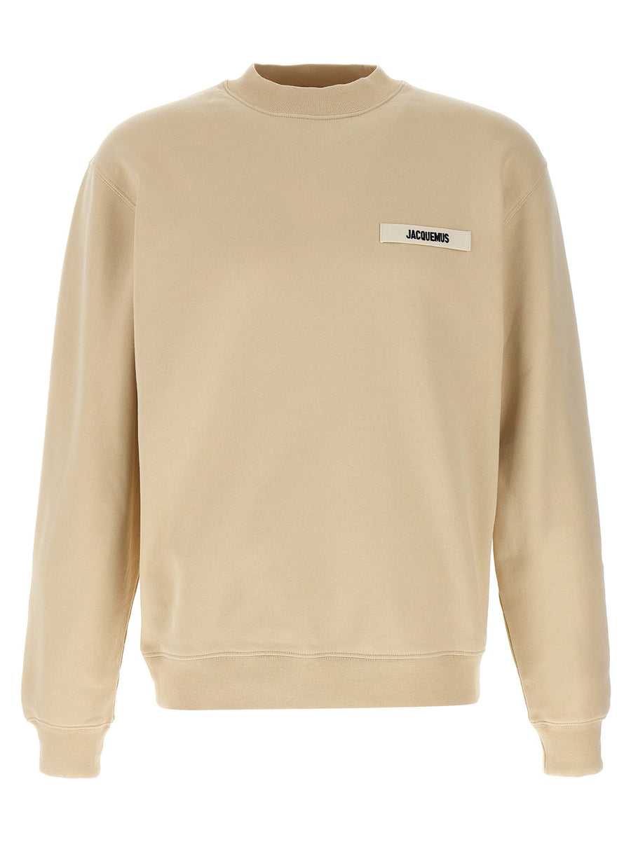 Jacquemus Gros Grain Sweatshirt For Men 100 Percent Cotton Fleece With Logo Patch Luxurious Casual Top