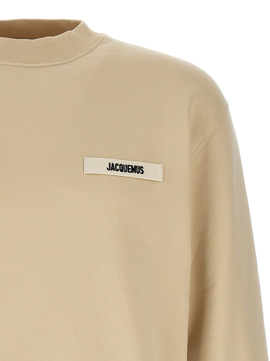 Jacquemus Gros Grain Sweatshirt For Men 100 Percent Cotton Fleece With Logo Patch Luxurious Casual Top