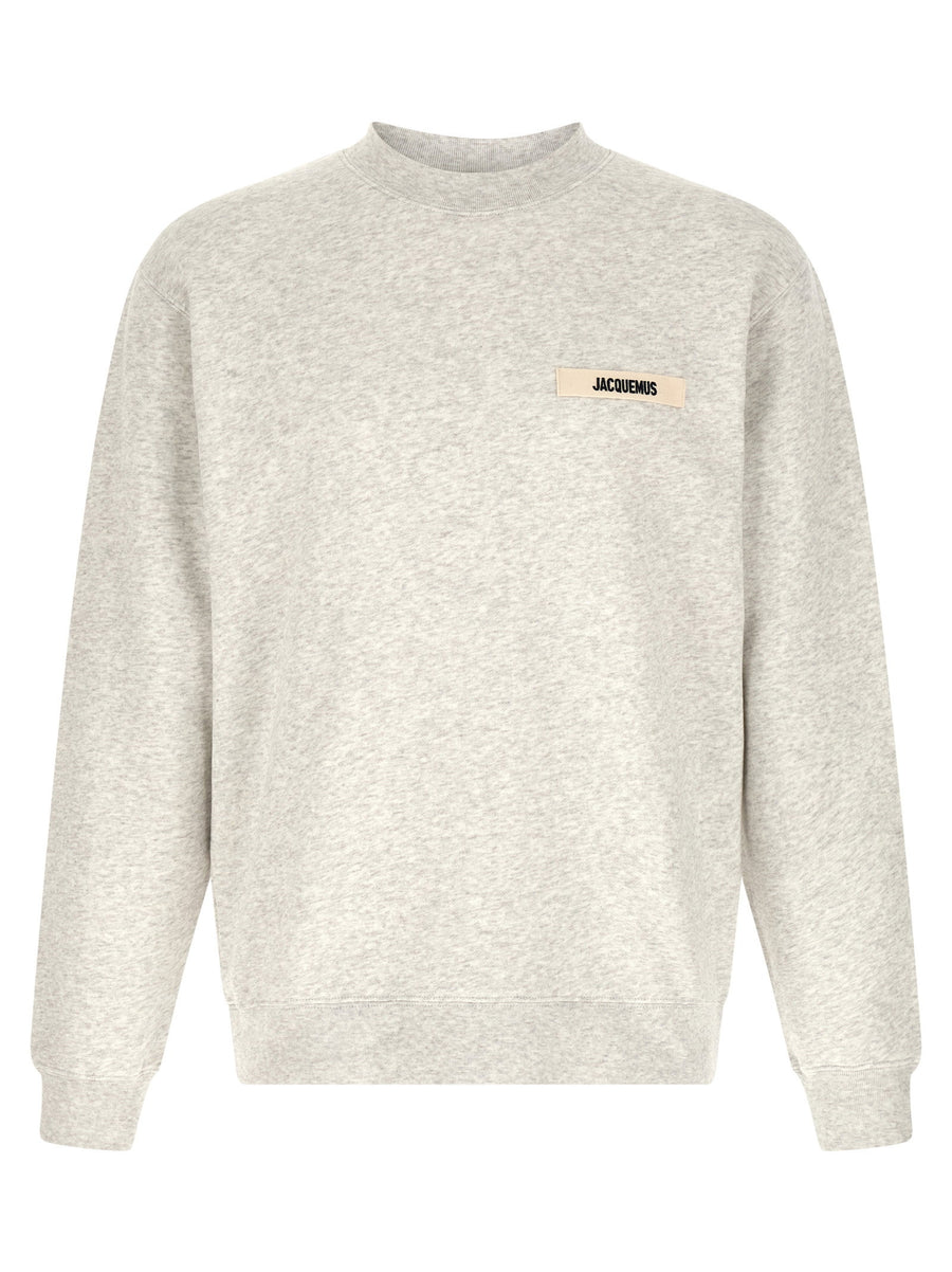 Jacquemus Gros Grain Sweatshirt For Men Luxury Gray Cotton Fleece With Dropped Shoulders