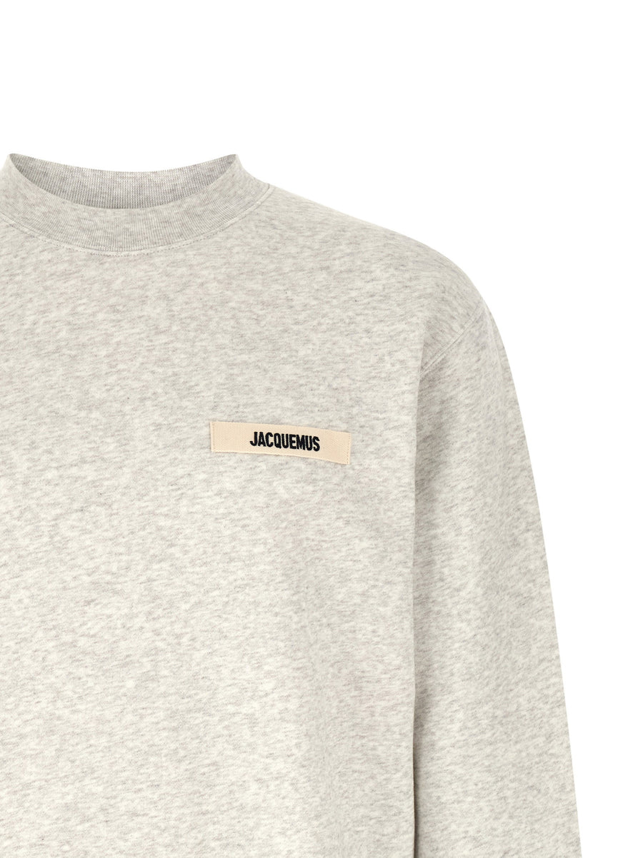 Jacquemus Gros Grain Sweatshirt For Men Luxury Gray Cotton Fleece With Dropped Shoulders
