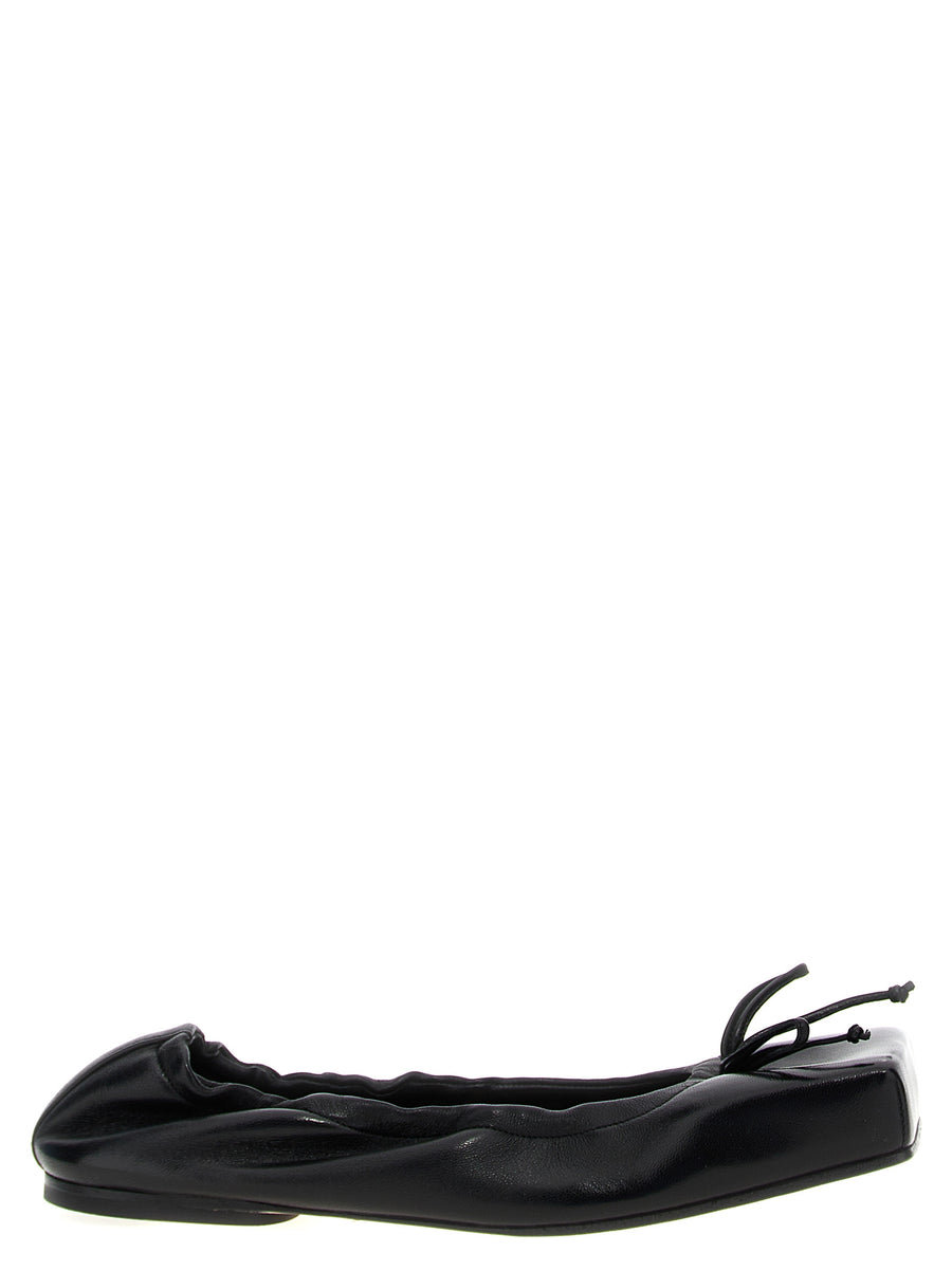 Jacquemus Ballet Flats Les Ballerines Black Lamb Leather For EU Women Everyday Wear With Back Elastic Front Laces