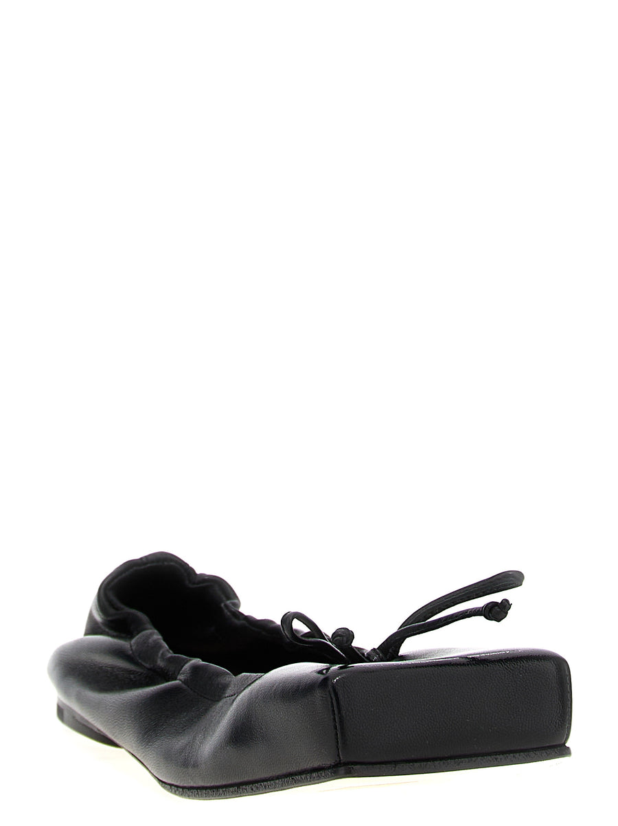 Jacquemus Ballet Flats Les Ballerines Black Lamb Leather For EU Women Everyday Wear With Back Elastic Front Laces