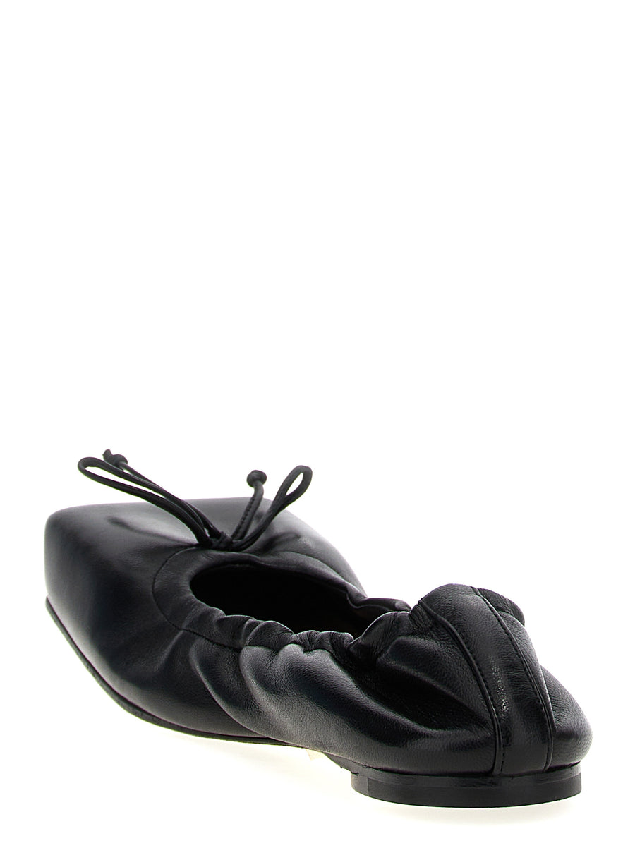 Jacquemus Ballet Flats Les Ballerines Black Lamb Leather For EU Women Everyday Wear With Back Elastic Front Laces
