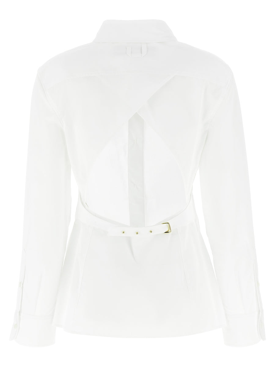 Jacquemus Chemise De Costume Shirt Luxury White Cotton Elastane For Women Back Cutout Tailored Workwear