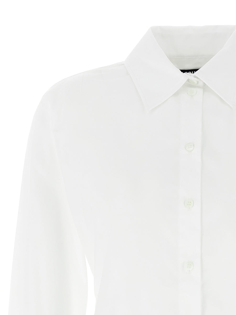 Jacquemus Chemise De Costume Shirt Luxury White Cotton Elastane For Women Back Cutout Tailored Workwear